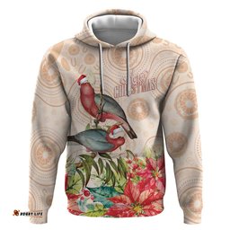 RugbyLife Shop Merry Christmas Aussie Aboriginal Hoodie Rosebreasted Cockatoo Pastel LT7