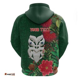 RugbyLife Shop Maori Wheku Meri Kirihimete Personalised Hoodie All Green Indigenous Maori Motif LT9