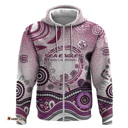 RugbyLife Shop Manly Warringah Sea Eagles Rugby Hoodie Australian Aboriginal Dot Painting Style TS04