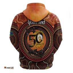 RugbyLife Shop NAIDOC Week 2026 Personalised Hoodie 50 Years of Deadly Lizard Kangaroo Aboriginal Art LT14