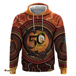 RugbyLife Shop NAIDOC Week 2026 Personalised Hoodie 50 Years of Deadly Lizard Kangaroo Aboriginal Art LT14