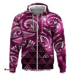 RugbyLife Shop Matariki New Zealand Hoodie NZ Niho Taniwha Maori New Year Pink Galaxy LT14