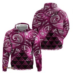 RugbyLife Shop Matariki New Zealand Hoodie NZ Niho Taniwha Maori New Year Pink Galaxy LT14