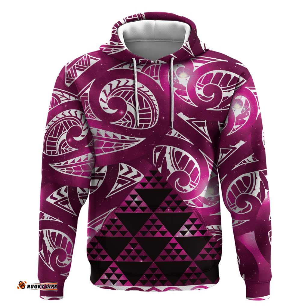 RugbyLife Shop Matariki New Zealand Hoodie NZ Niho Taniwha Maori New Year Pink Galaxy LT14