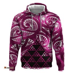RugbyLife Shop Matariki New Zealand Hoodie NZ Niho Taniwha Maori New Year Pink Galaxy LT14