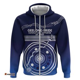 RugbyLife Shop Custom Geelong Pride Hoodie On the Road to Glory Indigenous Aboriginal LT9
