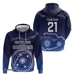RugbyLife Shop Custom Geelong Pride Hoodie On the Road to Glory Indigenous Aboriginal LT9