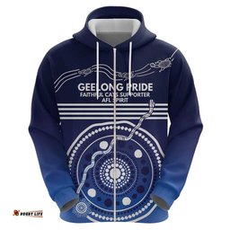 RugbyLife Shop Custom Geelong Pride Hoodie On the Road to Glory Indigenous Aboriginal LT9