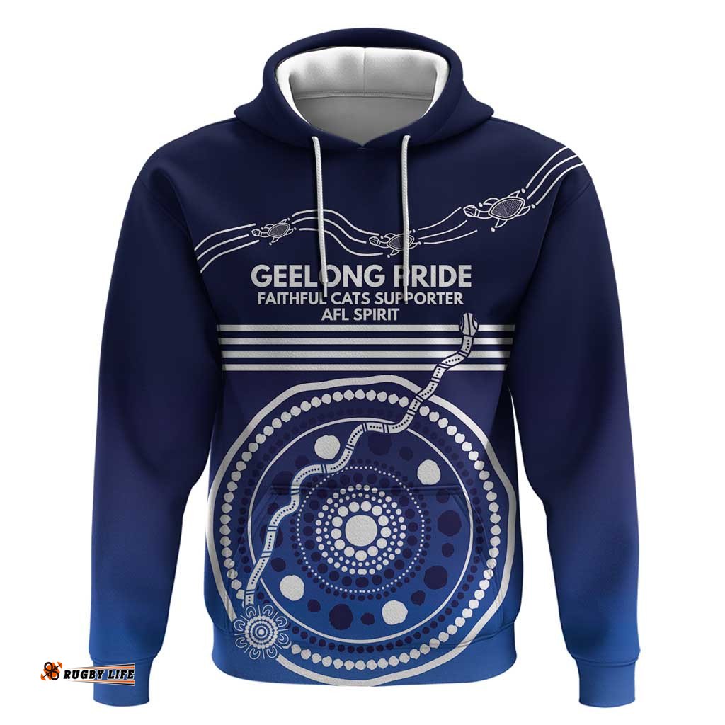 RugbyLife Shop Custom Geelong Pride Hoodie On the Road to Glory Indigenous Aboriginal LT9