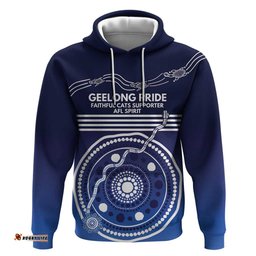 RugbyLife Shop Custom Geelong Pride Hoodie On the Road to Glory Indigenous Aboriginal LT9