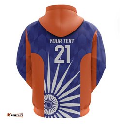RugbyLife Shop India Cricket Custom Hoodie Ashoka Chakra with Flag Style LT9