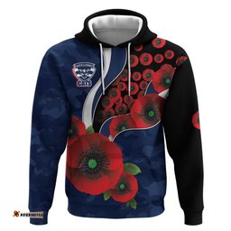 RugbyLife Shop Geelong Cats ANZAC Personalised Hoodie Lest We Forget Poppy Camo LT9