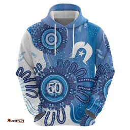 RugbyLife Shop NAIDOC Week 2026 Hoodie 50 Years Deadly Dhari Blue Aboriginal Art LT14