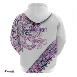RugbyLife Shop Mawhero Paua shell Kowhaiwhai Taniko Personalised Hoodie Taniwha Maori Tribal Style LT9