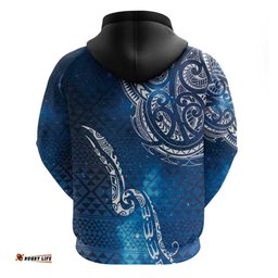 RugbyLife Shop Matariki Galaxy Hoodie New Zealand Map Maori Pattern LT9