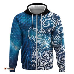 RugbyLife Shop Matariki Galaxy Hoodie Maori Taniko Pattern LT9