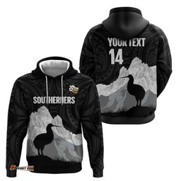 RugbyLife Shop New Zealand South Island Football Custom Hoodie Aoraki Mount Cook With Kiwi Maori Pattern LT14