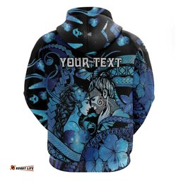 RugbyLife Shop Personalised Maori Romantic Valentine Hoodie The Hongi Kiss Blue Galaxy DT05