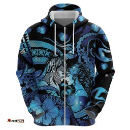 RugbyLife Shop Personalised Maori Romantic Valentine Hoodie The Hongi Kiss Blue Galaxy DT05