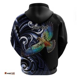 RugbyLife Shop New Zealand Kea Bird Personalised Hoodie Maori Tribal Koru Art LT9
