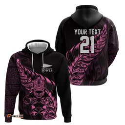 RugbyLife Shop New Zealand Lawn Bowls Custom Hoodie Pink Maori Warrior Tribal Silver Fern LT9