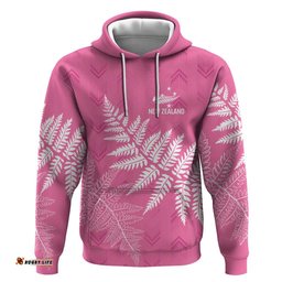 RugbyLife Shop New Zealand Lawn Bowls Breast Cancer Personalized Hoodie Wrap-Around Silver Fern LT7