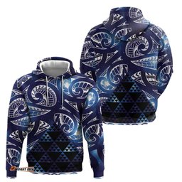 RugbyLife Shop Matariki New Zealand Hoodie NZ Niho Taniwha Maori New Year Blue Galaxy LT14