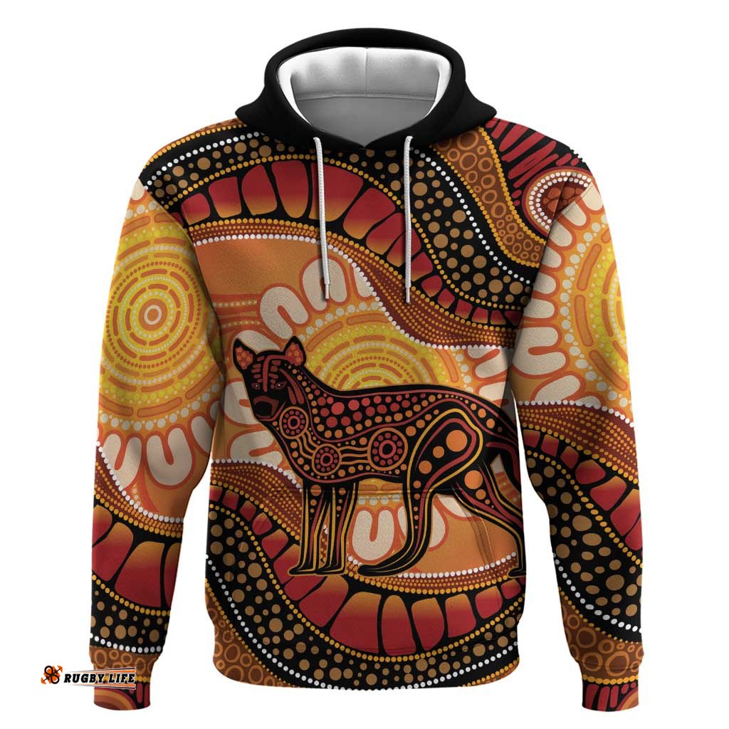 RugbyLife Shop Indigenous Dingo Australia Hoodie Australian Aboriginal Art Proud LT14