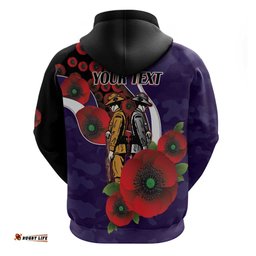 RugbyLife Shop Fremantle Dockers ANZAC Personalised Hoodie Lest We Forget Poppy Camo LT9