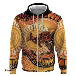 RugbyLife Shop Indigenous Kangaroo Australia Hoodie Australian Aboriginal Art Proud LT14