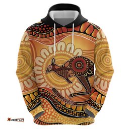 RugbyLife Shop Indigenous Kangaroo Australia Hoodie Australian Aboriginal Art Proud LT14