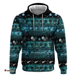 RugbyLife Shop New Zealand Darts Christmas Hoodie Merry Xmas Aotearoa Maori Paua Shell LT14