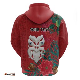RugbyLife Shop Maori Wheku Meri Kirihimete Personalised Hoodie All Red Indigenous Maori Motif LT9