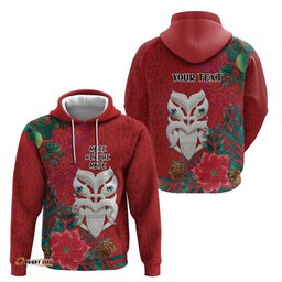 RugbyLife Shop Maori Wheku Meri Kirihimete Personalised Hoodie All Red Indigenous Maori Motif LT9