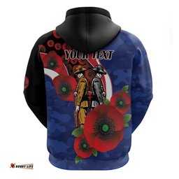 RugbyLife Shop North Kangaroos ANZAC Personalised Hoodie Lest We Forget Poppy Camo LT9