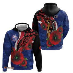 RugbyLife Shop North Kangaroos ANZAC Personalised Hoodie Lest We Forget Poppy Camo LT9