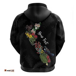RugbyLife Shop Kia Ora New Zealand Floral Personalized Hoodie Black LT7