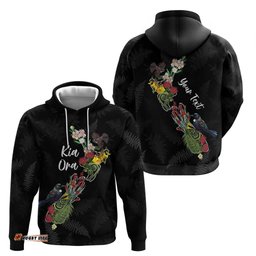 RugbyLife Shop Kia Ora New Zealand Floral Personalized Hoodie Black LT7