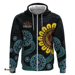 RugbyLife Shop NAIDOC 50 Years of Deadly Hoodie Sun Aboriginal Dot Art LT19