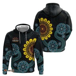 RugbyLife Shop NAIDOC 50 Years of Deadly Hoodie Sun Aboriginal Dot Art LT19