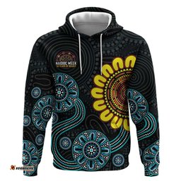 RugbyLife Shop NAIDOC 50 Years of Deadly Hoodie Sun Aboriginal Dot Art LT19