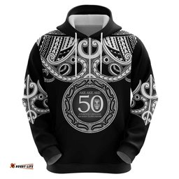 RugbyLife Shop Kia Kaha Te Reo Maori New Zealand Hoodie 50th Anniversary Ake Ake Ake LT14