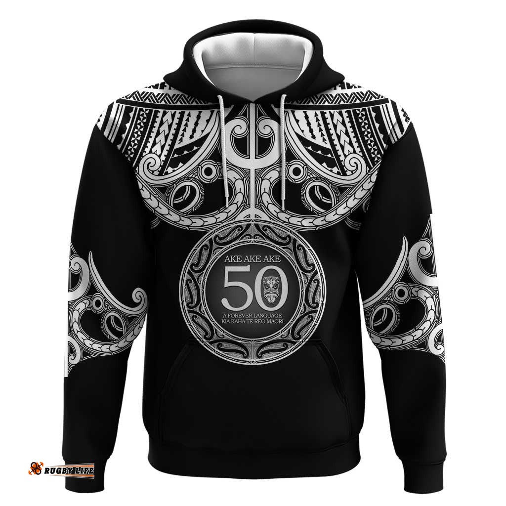 RugbyLife Shop Kia Kaha Te Reo Maori New Zealand Hoodie 50th Anniversary Ake Ake Ake LT14