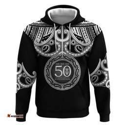 RugbyLife Shop Kia Kaha Te Reo Maori New Zealand Hoodie 50th Anniversary Ake Ake Ake LT14