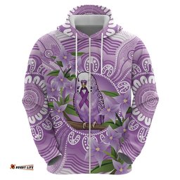RugbyLife Shop Epilepsy Awareness Budgerigar Australia Hoodie Budgie Purple Ribbon Boronia Aboriginal LT14