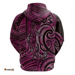 RugbyLife Shop New Zealand Hammerhead Shark Hoodie Maori Haehae Mangopare Pink LT14