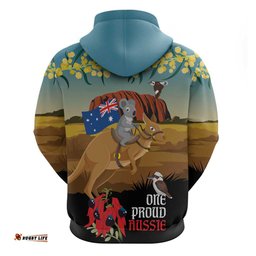 RugbyLife Shop 26 January One Proud Aussie Hoodie Kangaroo and Koala Happy Australia Day LT9