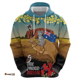 RugbyLife Shop 26 January One Proud Aussie Hoodie Kangaroo and Koala Happy Australia Day LT9