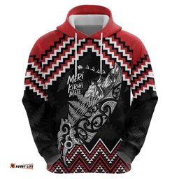 RugbyLife Shop New Zealand Christmas Taniko Poutama Hoodie Mountainscape Maori Fern LT7