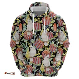 RugbyLife Shop Little Corella Australia Cockatoo Hoodie Cacatua Sanguinea Banksia Seamless Black LT14